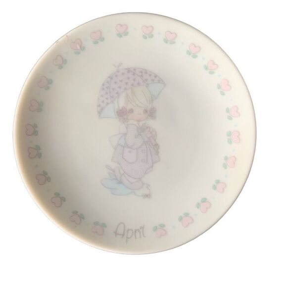 Vintage 1989 Enesco Precious Moments Plate April #65013 Classic Style Display - Picture 5 of 9